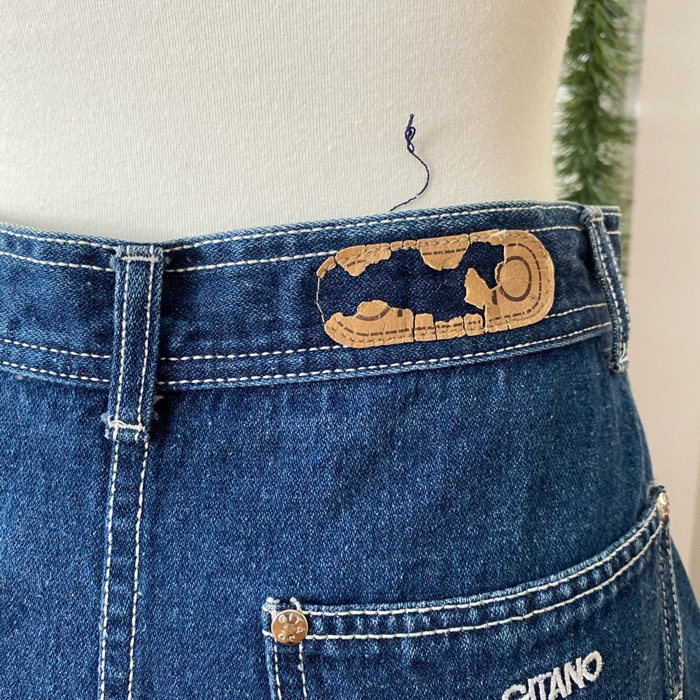 Vtg 70/80s Gitano Dark Wash Denim Jean Classic Western A-Line MIDI Skirt - Picture 8 of 11